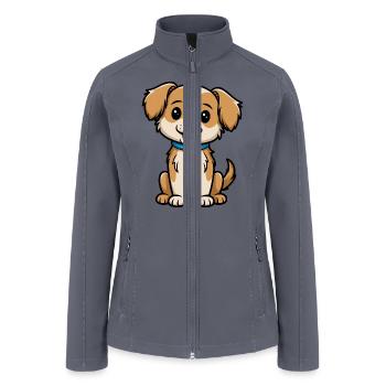 Cute Happy Dog With Blue Collar - Women’s Soft Shell Jacket - gray - Front