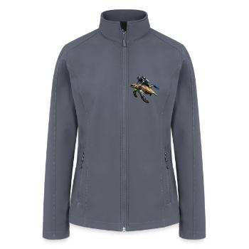 SCUBA Diving Diver Swimming with a Big Turtle URM - Women’s Soft Shell Jacket - gray - Front
