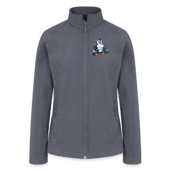 Strong Penguin Weightlifting Comic Cartoon - Women’s Soft Shell Jacket - gray - Front