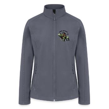 Vintage SCUBA Diving Diver Riding a Large Frog URM - Women’s Soft Shell Jacket - gray - Front