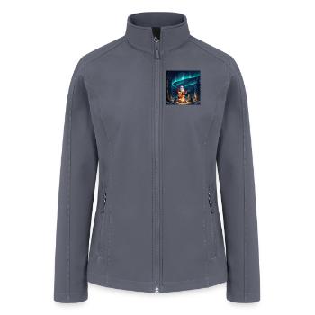 Santa Claus acoustic guitar bonfire aurora bureau - Women’s Soft Shell Jacket - gray - Front