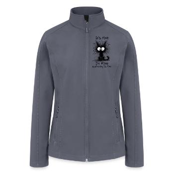 Black Cat It's Fine I'm Fine Everything Is Fine - Women’s Soft Shell Jacket - gray - Front