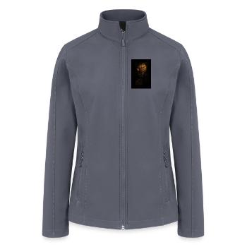 Midnight Leopard Gaze - Women’s Soft Shell Jacket - gray - Front