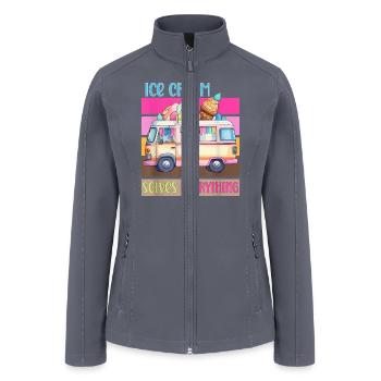 Ice Cream Solves Everything Retro Van - Women’s Soft Shell Jacket - gray - Front