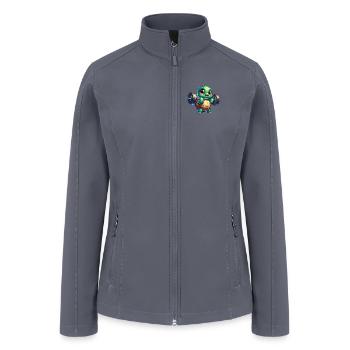 Funny turtle with dumbbell weightlifting cartoon - Women’s Soft Shell Jacket - gray - Front