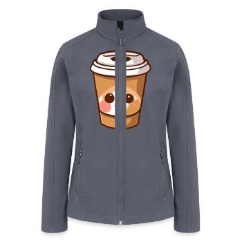 Coffee Cup To Go Cat Face - Women’s Soft Shell Jacket - gray - Front