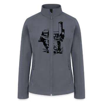 Farmyard Cow with Barn - Women’s Soft Shell Jacket - gray - Front