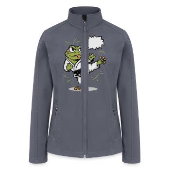 Karate Frog With Blank Speech Bubble - Women’s Soft Shell Jacket - gray - Front