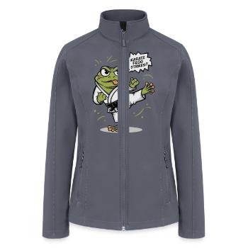 Karate Frog - Karate Frog Strikes - Speech Bubble - Women’s Soft Shell Jacket - gray - Front
