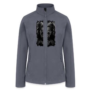 Creepy Doll Face Horror Design - Women’s Soft Shell Jacket - gray - Front