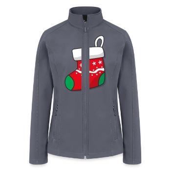 Cute Christmas Sock Design - Women’s Soft Shell Jacket - gray - Front