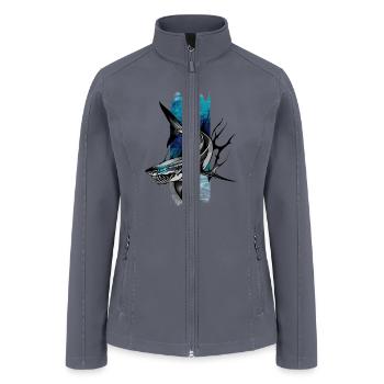 Azure Hunter: Great White's Blue Gaze - Women’s Soft Shell Jacket - gray - Front