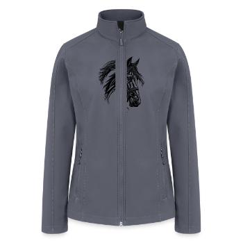 Racy Horse With Mane Horse Dressage Equestrian - Women’s Soft Shell Jacket - gray - Front