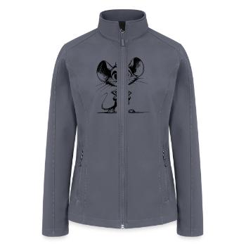 Cute Children's Pencil Mouse With Big Ears - Women’s Soft Shell Jacket - gray - Front
