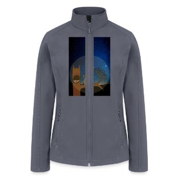 Owl in dead tree with chicks at night - Women’s Soft Shell Jacket - gray - Front