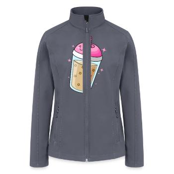 Cute Bubble Tea Design - Women’s Soft Shell Jacket - gray - Front