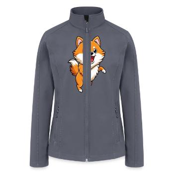 Energetic Pomeranian Bouncing with Excitement - Women’s Soft Shell Jacket - gray - Front