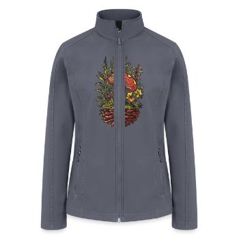 Mushroom Pine Cone Foliage Design - Women’s Soft Shell Jacket - gray - Front