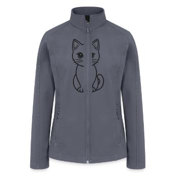 Outline Cat Detailed Cat Face - Women’s Soft Shell Jacket - gray - Front