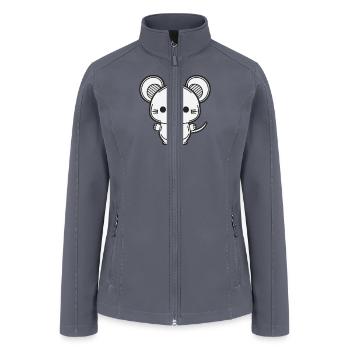 Kawaii Cute Happy Mouse - Women’s Soft Shell Jacket - gray - Front