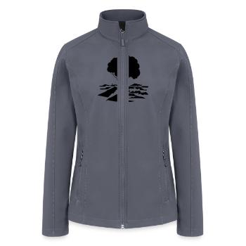 tree rocky landscape vector - Women’s Soft Shell Jacket - gray - Front