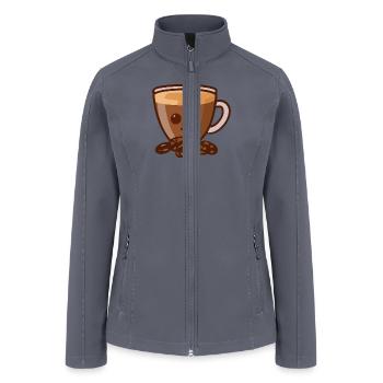 Coffee Cup With Coffee Beans Cat Face - Women’s Soft Shell Jacket - gray - Front