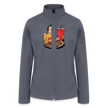 Man With Meatball Sub Sandwich Meal Cartoon - Women’s Soft Shell Jacket - gray - Front