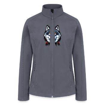 Wolf howling at the moon graphic t-shirt - Women’s Soft Shell Jacket - gray - Front