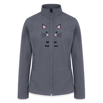 Feline Fine Cute Cat Face - Women’s Soft Shell Jacket - gray - Front