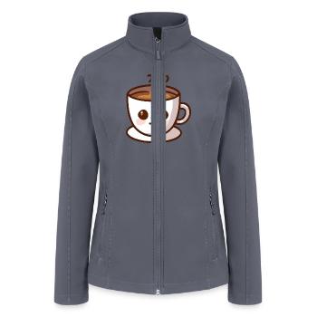 Coffee Cup Cat Face - Women’s Soft Shell Jacket - gray - Front