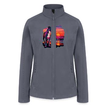 Pit Bull Terrier on a West Coast Beach - Women’s Soft Shell Jacket - gray - Front