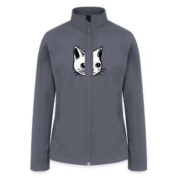 Monochrome cat face - Women’s Soft Shell Jacket - gray - Front