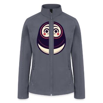 Kawaii Cat Face Daruma Doll - Women’s Soft Shell Jacket - gray - Front