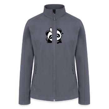 Panda with a big bow on its head, - Women’s Soft Shell Jacket - gray - Front