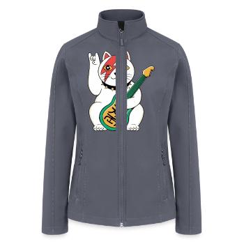 Lucky Cat Guitar Guitarist - Women’s Soft Shell Jacket - gray - Front