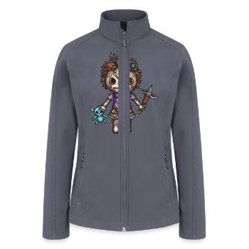 Voodoo Doll Girl With Her Doll and Poker - Women’s Soft Shell Jacket - gray - Front