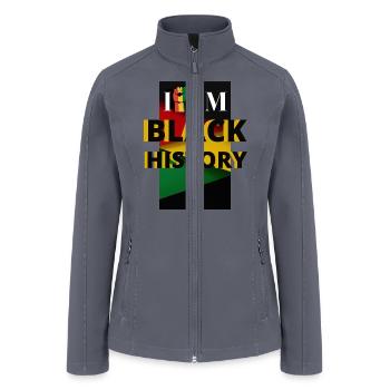 I Am Black History w/Fist (Dark Background) - Women’s Soft Shell Jacket - gray - Front
