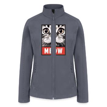 Meow Cute Funny Cat Face - Women’s Soft Shell Jacket - gray - Front