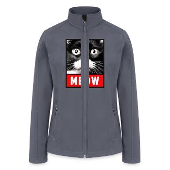 Meow Cute Funny Cat Face - Women’s Soft Shell Jacket - gray - Front