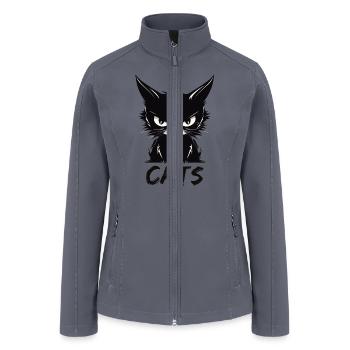 Cats Cute Annoyed Cat Face - Women’s Soft Shell Jacket - gray - Front