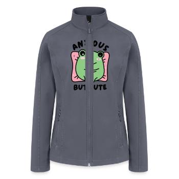 Anxious But Cute Frog, Mental Health Anxiety, Cut - Women’s Soft Shell Jacket - gray - Front
