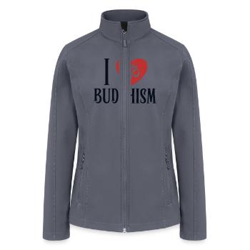 I love Buddhism Buddhist Symbol Statue Priest - Women’s Soft Shell Jacket - gray - Front