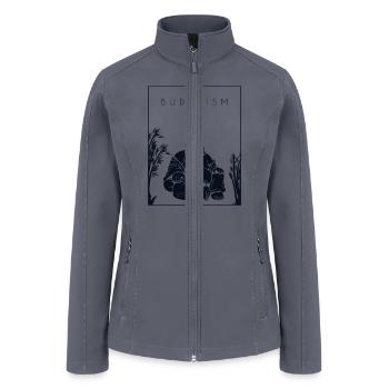 Buddhism Chinese Hanzi Buddhist Symbol Statue - Women’s Soft Shell Jacket - gray - Front