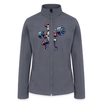 Llama Alpaca Barbell Weightlifting Workout - Women’s Soft Shell Jacket - gray - Front