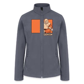 Buddhism Doodle Chinese Hanzi Buddhist Statue - Women’s Soft Shell Jacket - gray - Front