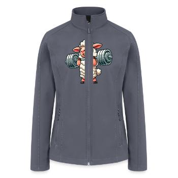 Cute sheep lamb weightlifter fitness workout - Women’s Soft Shell Jacket - gray - Front