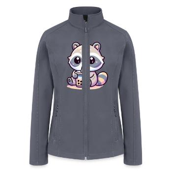 Raccoon Loves Bubble Tea - Women’s Soft Shell Jacket - gray - Front
