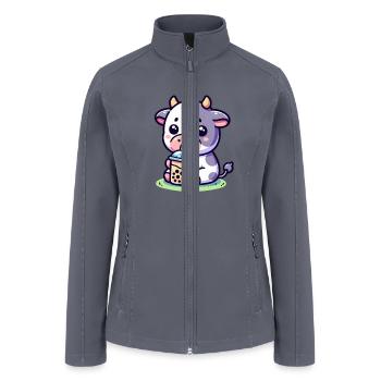 Cow Loves Bubble Tea - Women’s Soft Shell Jacket - gray - Front