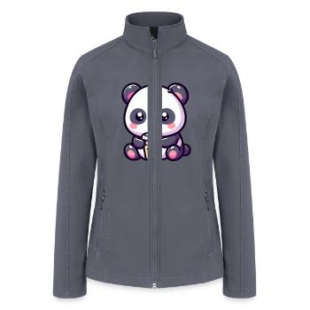 Panda Loves Bubble Tea - Women’s Soft Shell Jacket - gray - Front