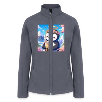 Penguin Loves Bubble Tea - Women’s Soft Shell Jacket - gray - Front
